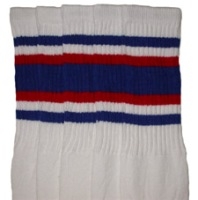 Mid calf socks with Royal Blue-Red stripes