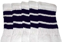 Mid calf socks with Navy Blue stripes