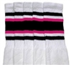 Mid calf socks with Black-Hot Pink stripes