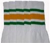 Mid calf socks with Green-Gold stripes