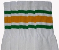 Mid calf socks with Green-Gold stripes