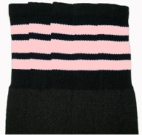 Mid calf socks with Baby Pink stripes