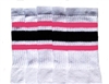 Mid calf socks with BubbleGum Pink-Black stripes