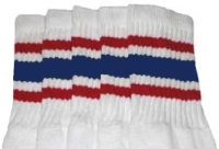 Mid calf socks with Red-Royal Blue stripes