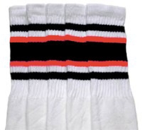 Mid calf sock with Black-Orange stripes