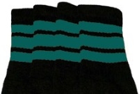 Mid calf socks with Teal stripes