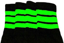 Mid calf socks with Neon Green stripes