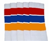 Mid calf socks with Red-Royal Blue-Gold stripes