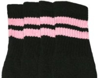 Knee high socks with Baby Pink stripes