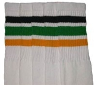 Knee high socks with Black-Green-Gold stripes