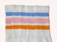 Knee high socks with Baby Blue-Baby Pink-Gold stripes