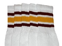 Knee high socks with Dark Brown-Gold stripes