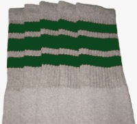 Knee high Grey socks with Green stripes