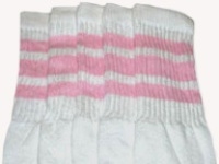 Knee high socks with Baby Pink stripes