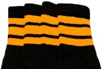 Knee high socks with Gold stripes
