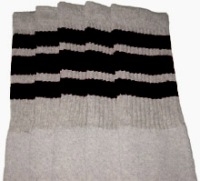 Knee high Grey socks with Black stripes