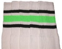 Knee high socks with Black-Neon Green stripes