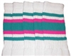 Knee high socks with Teal-Hot Pink stripes