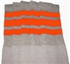 Knee high Grey socks with Orange stripes