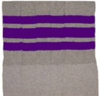 Knee high Grey socks with Purple stripes