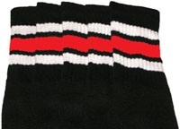 Knee high socks with White-Red stripes