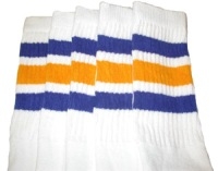 Knee high socks with Royal Blue-Gold stripes
