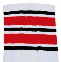 Knee high socks with Black-Red stripes