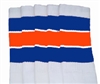 Knee high socks with Royal Blue-Orange stripes