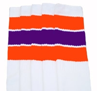 Knee high socks with Orange-Purple stripes
