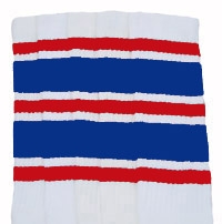 Knee high socks with Red-Royal Blue stripes