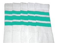 Knee high socks with Aqua stripes