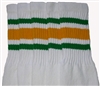 Knee high socks with Green-Gold stripes