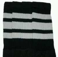 Knee high socks with Grey stripes