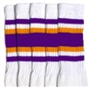 Knee high socks with Purple-Gold stripes