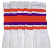 Knee high socks with Orange-Purple stripes