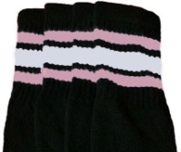 Knee high socks with Baby Pink-White stripes