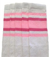Knee high socks with Baby Pink-BubbleGum Pink stripes