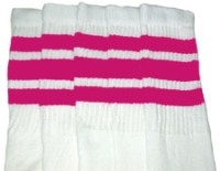 Knee high socks with Hot Pink stripes