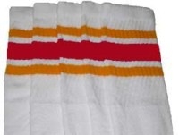 Knee high socks with Gold-Red stripes