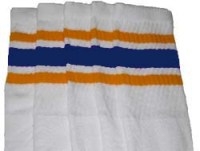 Knee high socks with Gold-Royal Blue stripes