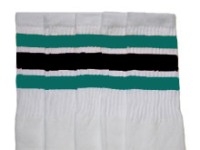 Knee high socks with Teal-Black stripes