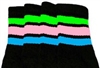 Knee high socks with Neon Green-Baby Pink-Baby Blue stripes