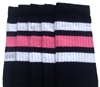 Knee high socks with White-BubbleGum Pink stripes
