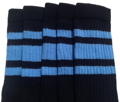 Knee high socks with Baby Blue stripes