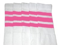 Over the knee socks with BubbleGum Pink stripes