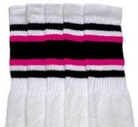 Over the knee socks with Black-Hot Pink stripes