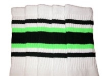 Over the knee socks with Black-Neon Green stripes