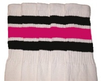 Over the knee socks with Black-Hot Pink stripes