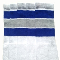 Over the knee socks with Royal Blue-Grey stripes