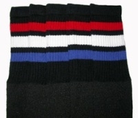 Over the knee socks with Red-White-Royal Blue stripes